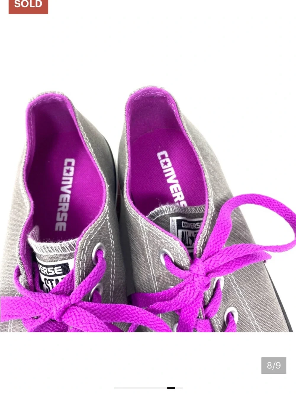 Converse Gray Canvas Platform Sneakers with Purple Accents - Picture 6 of 9